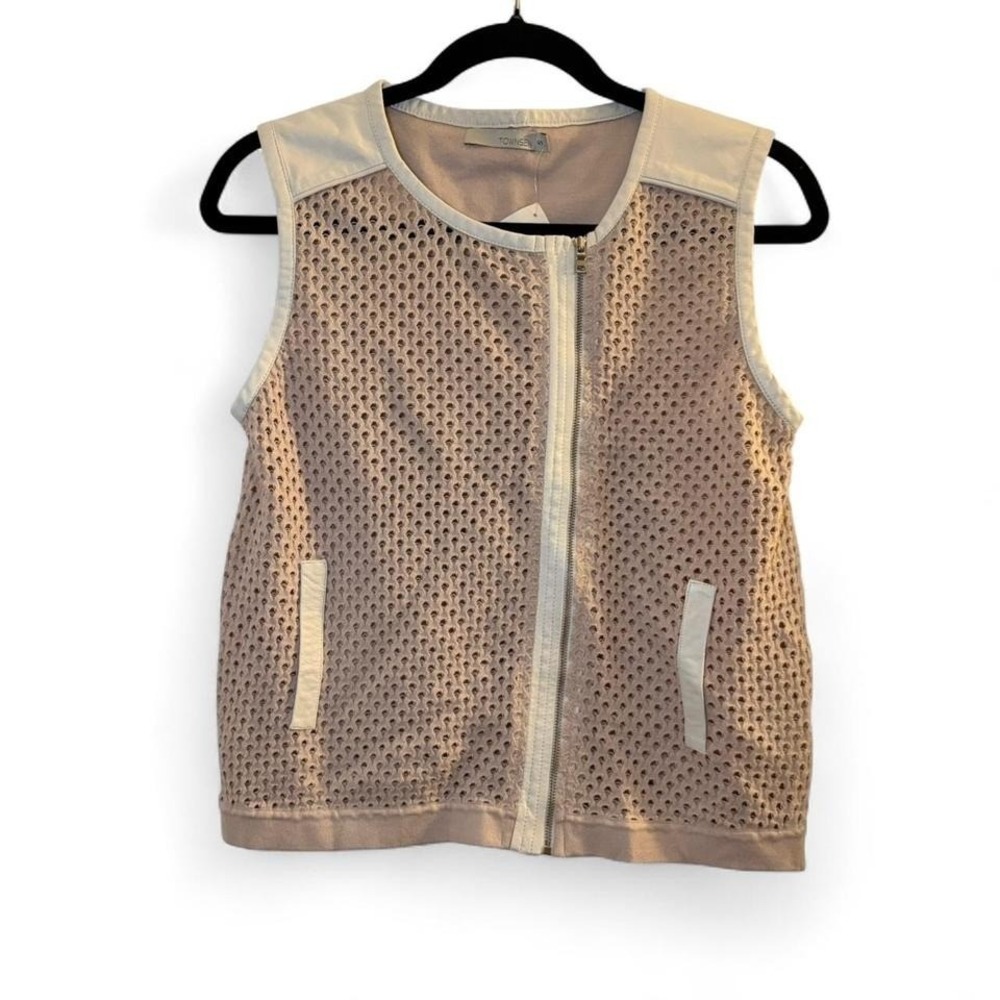 NWT Townsen Blush Mesh Zip Front Vest Sleeveless Layering Top Size S